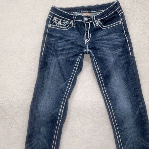 Miss‎  chic women's jeans size 5 style Straight  Denim  Bling Blue - Picture 3 of 9